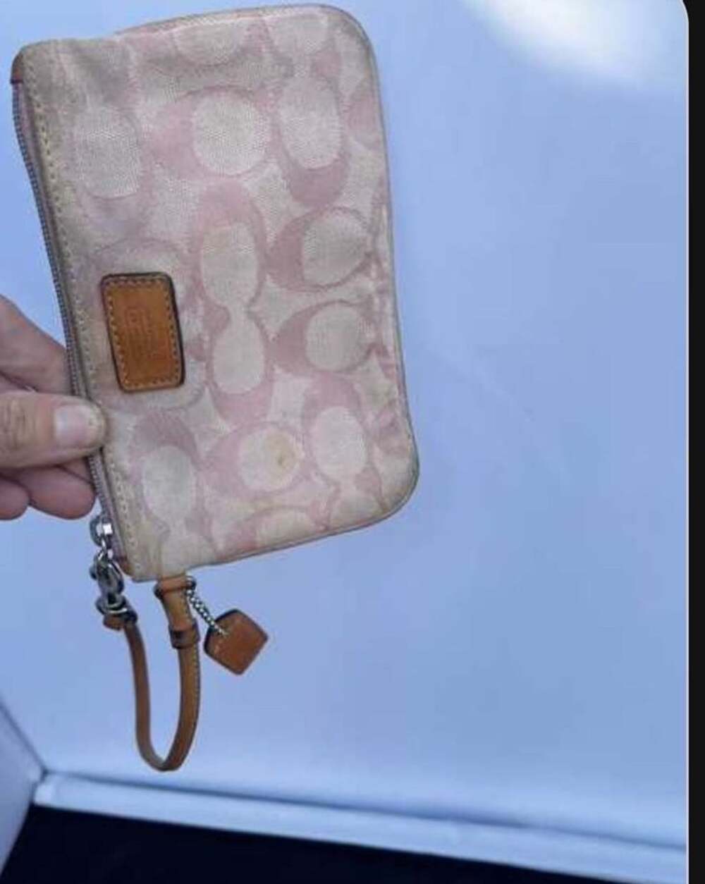Coach Signature C Wristlet Pink Monogram Canvas Y2K